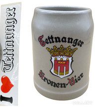 Tettnanger Kronen Bier Ceramic Beer Stein Germany Barware Mug &amp; Sticker - £12.85 GBP