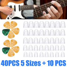 40Pcs Guitar Silicone Finger Protector+Picks Covers Caps Guard Fingertip... - $17.09