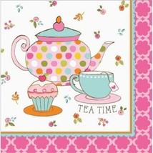 Tea Time 3 Ply Lunch Napkins Paper 16 Pack Girls Birthday Tea Party Tableware - £8.69 GBP