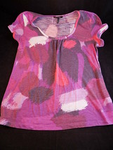 Womens Multi Colored Top Daisy Fuentes Purple Drop Neck Size Petite Medium - £7.00 GBP