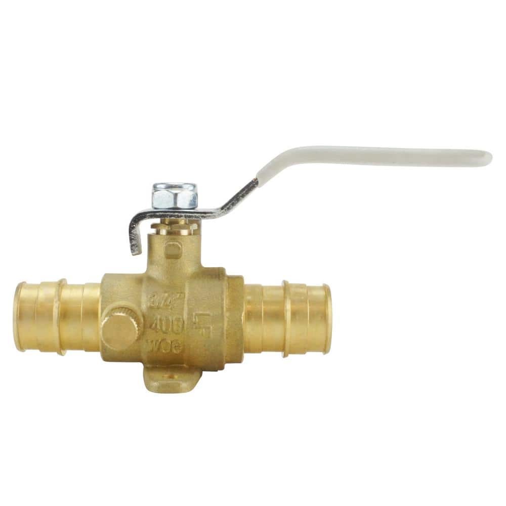 3/4 in. Brass PEX-A Barb Ball Valve with Drain and Mounting Pad - $35.58
