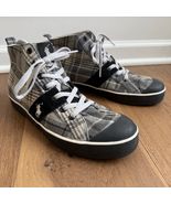 Polo Ralph Lauren Grey Plaid Flannel High Top Sneakers 10 - $49.60 CAD