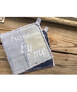 Upcycled Denim Jeans Personalized Pot Holders Hot Pads Customized Denim ... - £11.67 GBP
