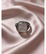 Natural Mozambique Rose Quartz Sugarloaf Ring 925 Silver Adjustable Gift - $38.00