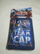 New Marvel Civil War Team Captain America Boys Men Tri-Fold Hook Loop Wa... - £11.59 GBP