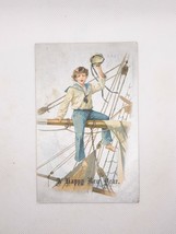 Vintage Victorian Sailor Boy Silver New Years Postcard Posted 1905 - £7.61 GBP