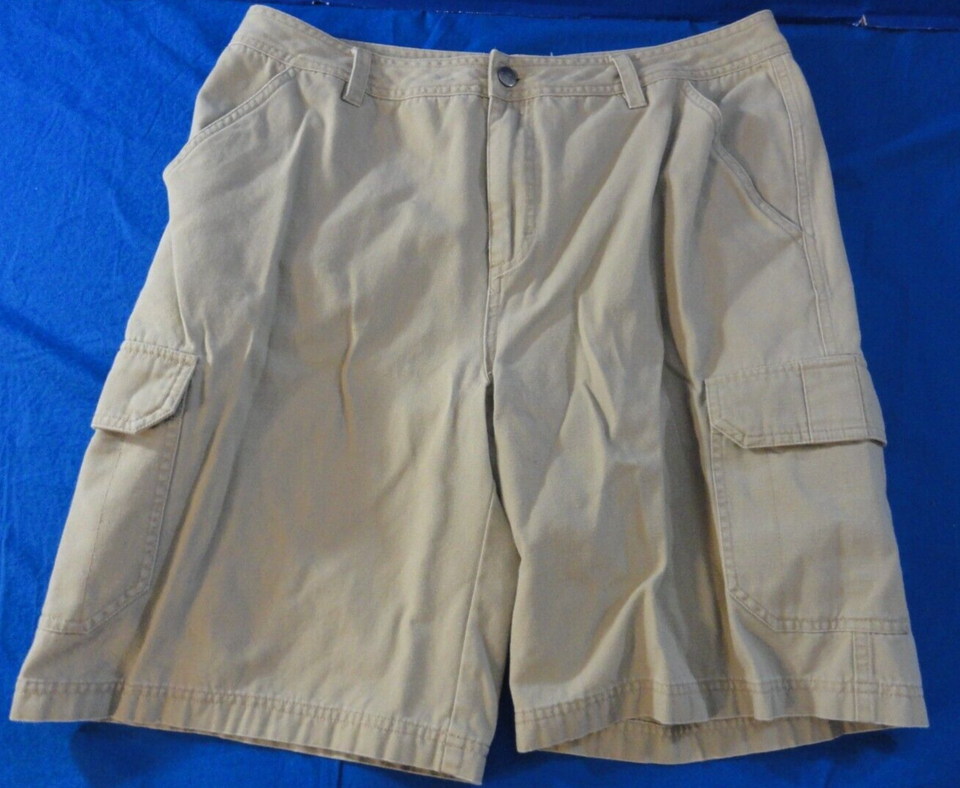 GOLITE MEN&#39;S 100% COTTON TAN KHAKI HOT WEATHER HIKING CARGO SHORTS 36 WAIST - $22.18