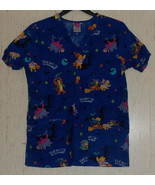 EXCELLENT WOMENS Disney Pooh, Eeyore, Tigger &amp; Roo HALLOWEEN SCRUBS TOP ... - $31.79 CAD