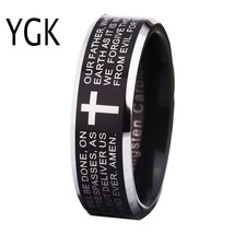 Free Shipping Jewelry Hot Sales 8mm Men&#39;s Tungsten Ring Comfort Fit Cross Bible  - £30.58 GBP