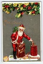 Santa Claus Christmas Postcard St. Nick Puts Toys Down The Chimney Germany 1909 - $20.90