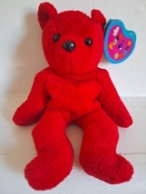 Vtg 1999 Avon Full O Beans Red Cody Bear February Plush Stuff Animal Beanie Toy - £4.11 GBP