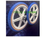 20&quot; BICYCLE MAG WHEELS 6 SPOKES ALL WHITE WITH BLUE GUM TIRES + TUBES + COG - $164.33