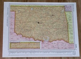 1958 Original Vintage Map Of Oklahoma / Verso Oregon Portland - $23.29