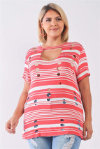 Plus Striped And Distressed Cut-out Top - $225.65 MXN