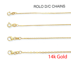 14k Solid  gold diamond cut Rolo chain necklace 16&quot; 18&quot; 20&quot; - £69.22 GBP