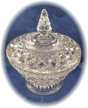 Vintage Crystal Clear Compote With Cover Lid Footed Pedestal Base Mint C... - £36.18 GBP