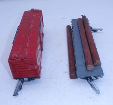 Lot Of 2 American Flyer Train Cars - 633 Boxcar &amp; 42597 Flat Log Car - £16.75 GBP