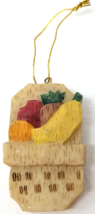 Fruit Basket Christmas Ornament Resin Hand Painted Banana Apple Orange Vintage - £9.75 GBP