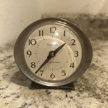Westclox Baby Ben  Wind Up Alarm Clock Silver White Face Small Round Doe... - $18.40