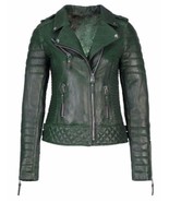 Leather Jacket Women S Biker Slim Fashion Motorcycle Fit Top New Real Gr... - $728.61 MXN+