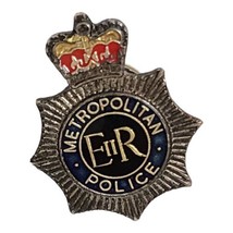 Vintage London England EUR Metropolitan Police Lapel Pin Queens Crown Pinback - £9.54 GBP