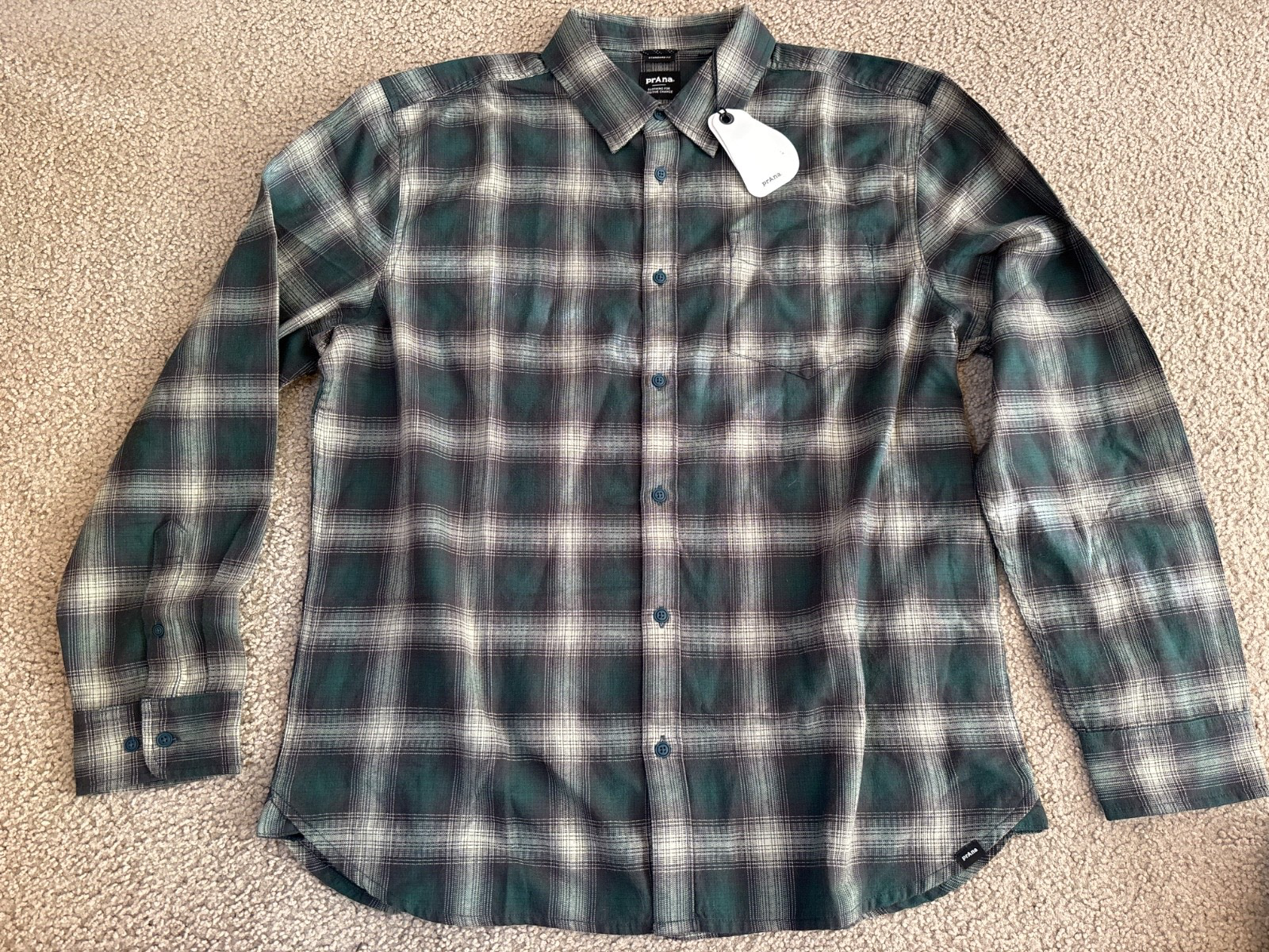 PrAna Button Up Shirt Men Large Plaid Regular Fit Heavy Flannel Gorpcore... - £20.79 GBP