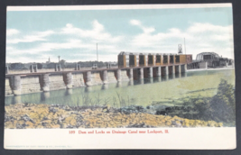 1900s Dam &amp; Locks on Drainage Canal Controlling Works at Lockport IL Postcard - £7.49 GBP