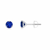 Natural Blue Sapphire Solitaire Stud Earrings For Women in 14K Gold (AAAA, 4MM) - £812.16 GBP