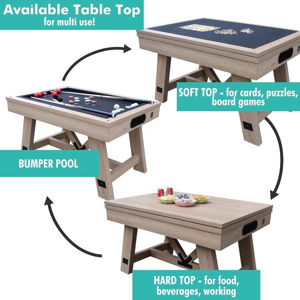 54 inch Bumper Pool Table Comes With 2 48-in Cues, 10 Balls, + BUILT-IN ... - $1,690.63