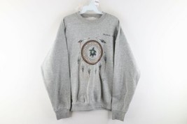 Vtg 90s Mens Large Distressed Mackinac Island Dream Catcher Turtle Sweatshirt - £39.62 GBP