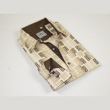 Mens Sports Shirt by DE-NIKO Long Sleeves Fashion Prints Soft Modal NK600 Khaki image 3
