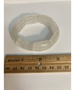 Vintage Heavy White Clear Quartz Stone Panel Bracelet - $19.79