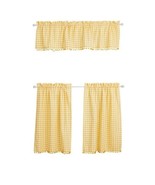 Pioneer Woman ~ Yellow &amp; White Gingham ~ Three (3) Piece Curtain Set ~ 3... - £29.96 GBP