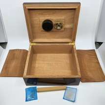 Cigar Brown Wood Box Holder Nut With Humidor And Barometer - £15.84 GBP