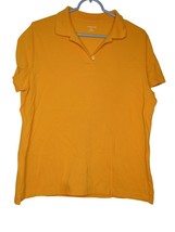 Lands&#39; End Women&#39;s Size L orange 100% cotton short sleeve Polo Shirt - $253.43 MXN