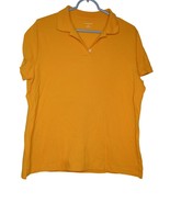 Lands&#39; End Women&#39;s Size L orange 100% cotton short sleeve Polo Shirt - $13.60