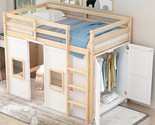 Merax Wood Loft Bed Twin Size with Storage Wardrobe, 2 Windows Design, f... - $795.99