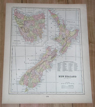 1895 Original Antique Map Of New Zealand / Verso Australia Victoria - £15.08 GBP