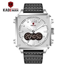 KADEMAN Black Leather Watches Men&#39;s Business Waterproof Digital Multifunction Du - £41.64 GBP