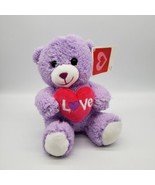 Dan Dee Sweetheart Teddy Plush Stuffed Animal 8&#39;&#39; Purple Pink Heart Love - $7.84