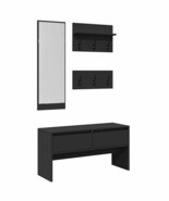 vidaXL Hallway Furniture Set Black Engineered wood, galvanized iron, acr... - $6,356.84 MXN
