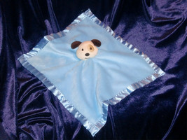 Baby Essentials Blue Minky Satin Puppy Dog Security Blanket Lovey Rattle - $16.22