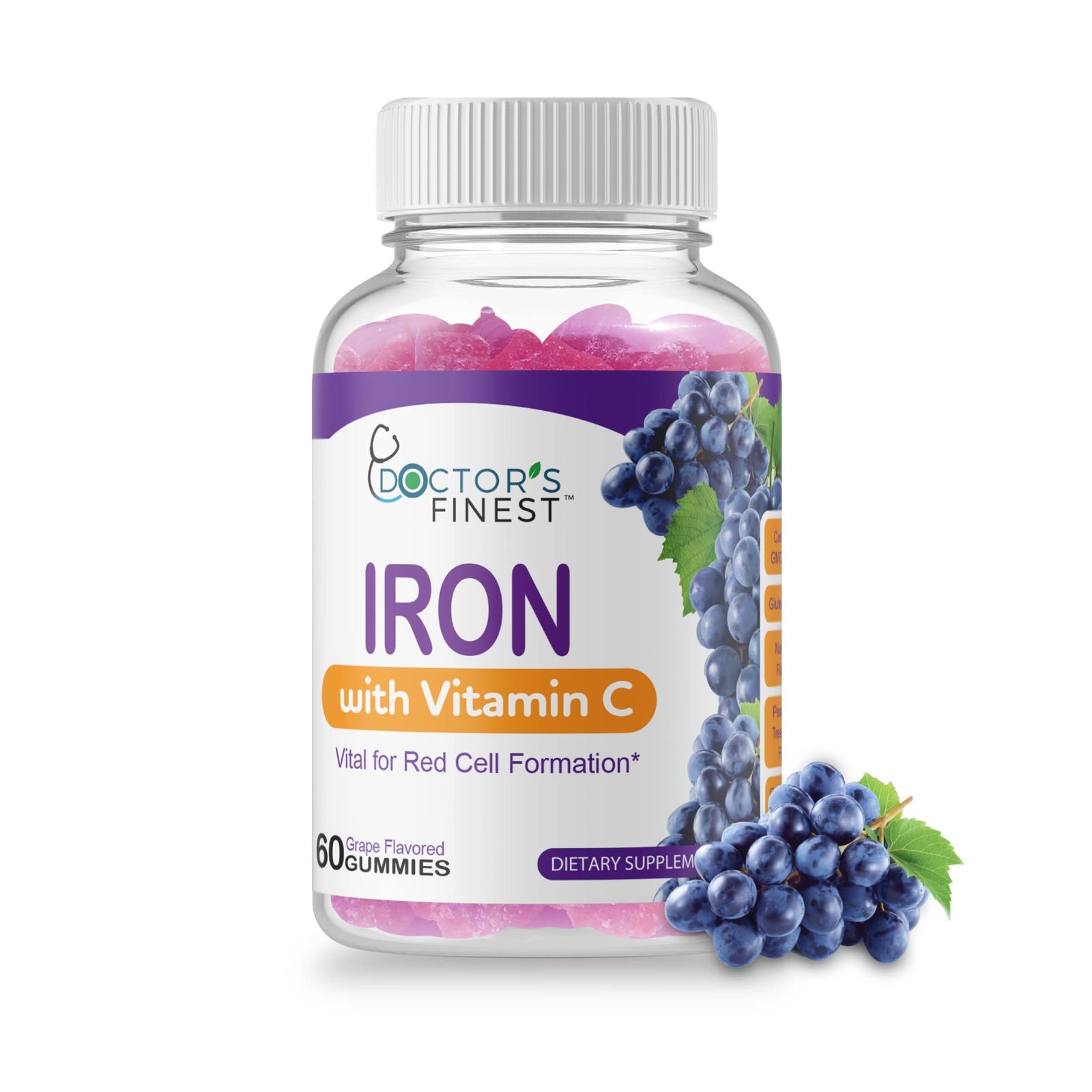 Doctors Orders Iron 10mg Vitamin C Gummies, Vegetarian GMO-Free Gluten F... - $15.09