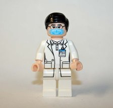 Male Doctor While Lab Coat Mask Hospital Minifigure Custom - £5.14 GBP