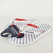 Nautica Flip Flop Thong Sandals Womans 5 White Red Navy Repeat Logo Sanf... - £18.19 GBP