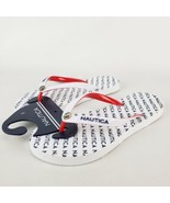 Nautica Flip Flop Thong Sandals Womans 5 White Red Navy Repeat Logo Sanf... - £17.89 GBP