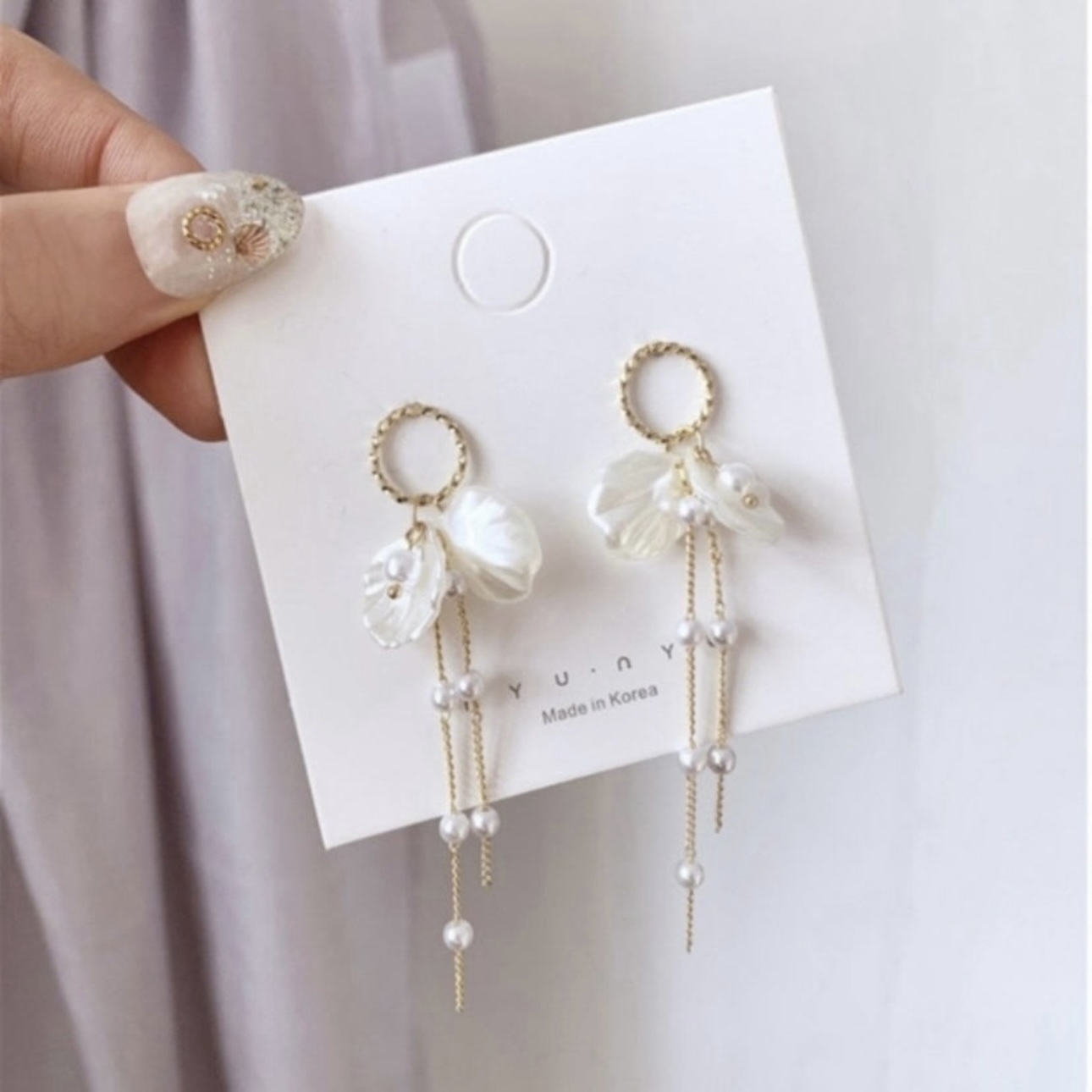 Women's Flower Pearl Tassel Dangle Drop Earrings - $9.99