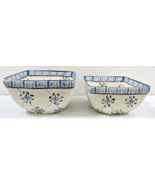 Temp-tations Old World Confetti Blue Rim 2 Square Serving Bowls 1 qt and... - $81.48 CAD