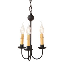 3 Arm Wrought Iron Chandelier Colonial Light In Textured Black Usa Handcrafted - £223.73 GBP