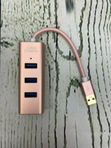 4 Port USB 3.0 Data Hub SuperSpeed Universal Compatibility Aluminum Rose... - $17.10